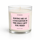Candle with a pink label on a white background