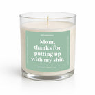 Candle with a label on a white background