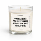 Candle with a label on a white background