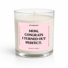 Candle with a pink label on a white background