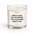 Candle with a label on a white background