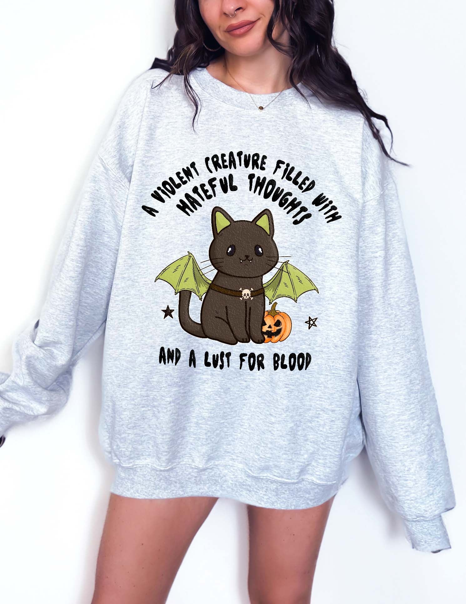 A Violent Creature Filled With Hateful Thoughts And A Lust For Blood Crew Halloween Sweatshirt - UntamedEgo LLC.
