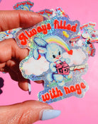 Always Filled with Rage Waterproof Vinyl Sticker – Holographic Funny Bunny Chainsaw Decal - UntamedEgo LLC.