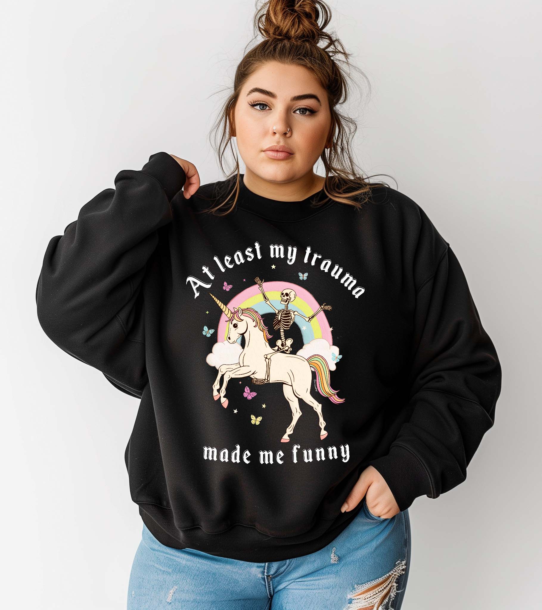 At Least My Trauma Made Me Funny Soft Crew Sweatshirt - UntamedEgo LLC.
