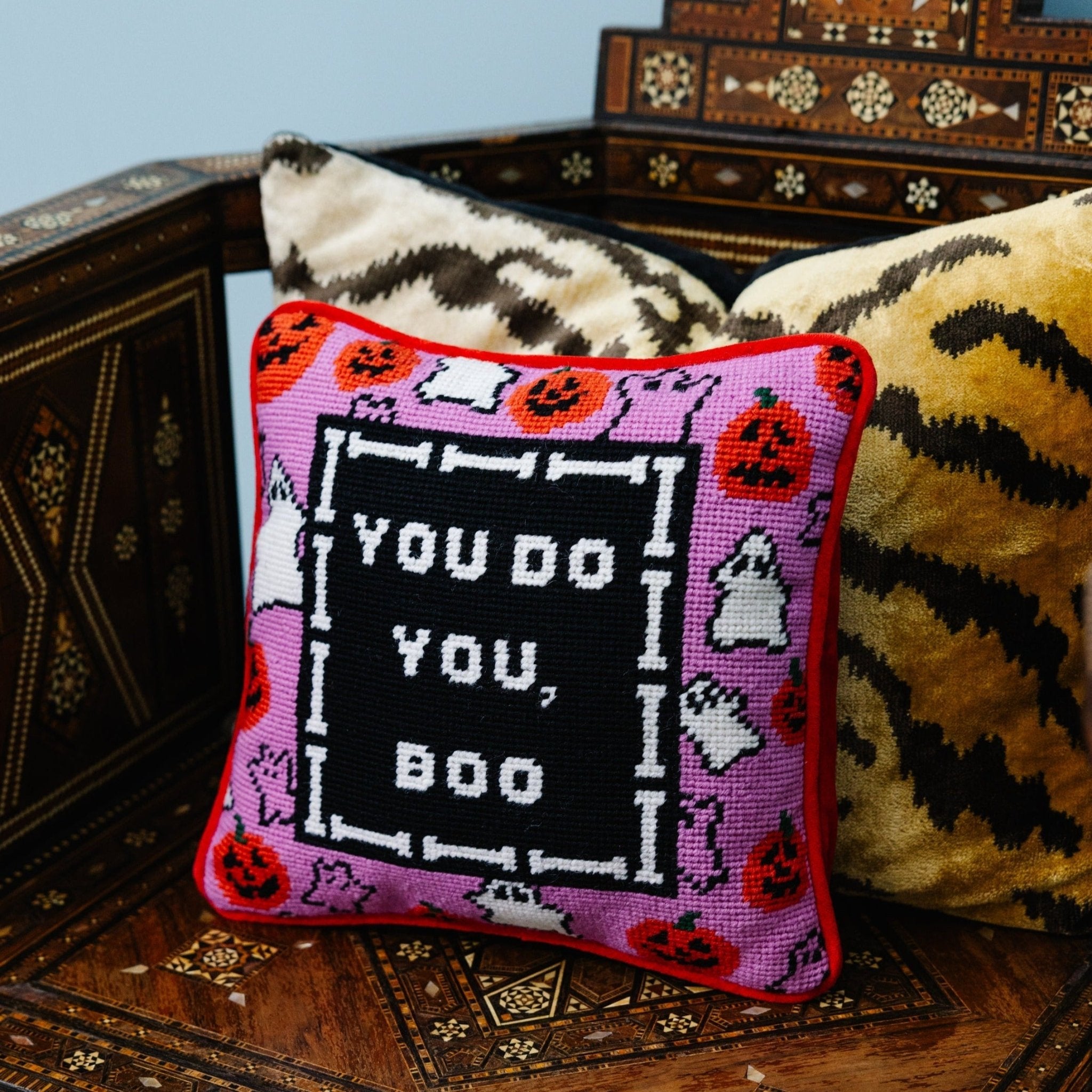 Boo Needlepoint Pillow - UntamedEgo LLC.