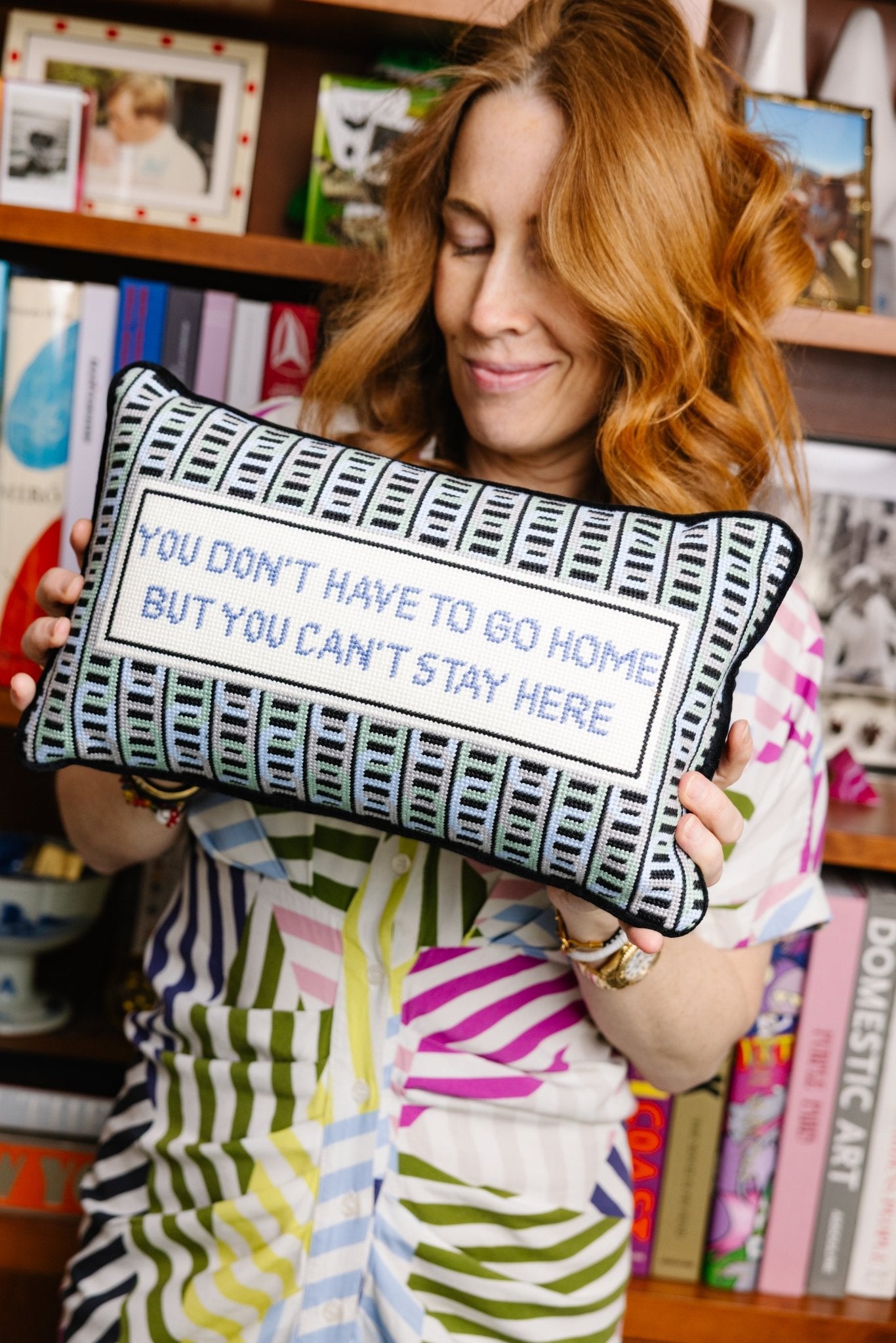 Can't Stay Here Needlepoint Pillow - UntamedEgo LLC.