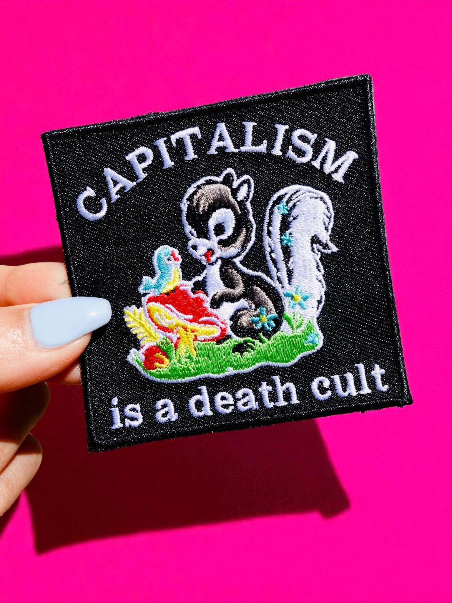 Capitalism Is a Death Cult Patch – Anti - Capitalist Embroidered Iron - On Statement Patch - UntamedEgo LLC.