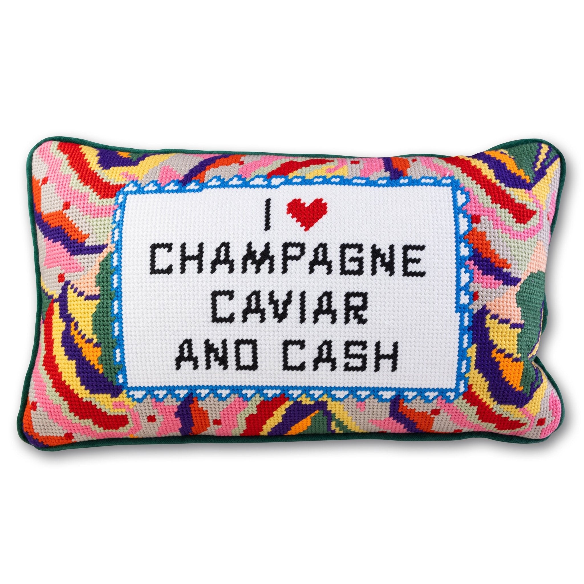 Caviar and Cash Needlepoint Pillow - UntamedEgo LLC.