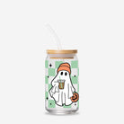 Checkered Ghost Halloween Glass Can 16oz - UntamedEgo LLC.