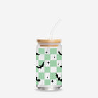 Checkered Ghost Halloween Glass Can 16oz - UntamedEgo LLC.