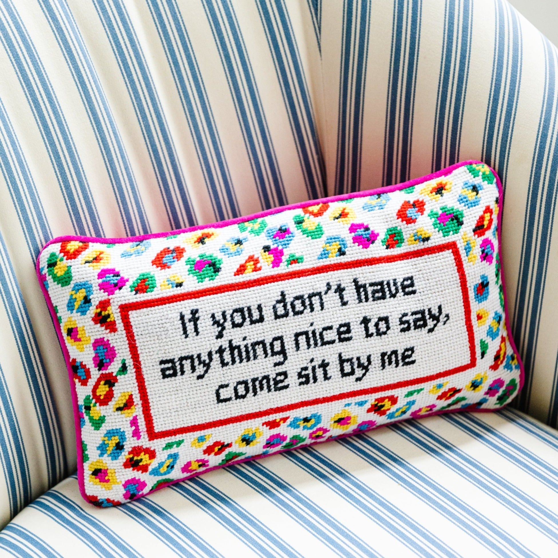 Come Sit By Me Needlepoint Pillow - UntamedEgo LLC.