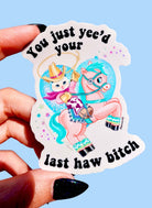 Cute Funny Sticker | Yeed Your Last Haw | Cowgirl Kitty Glitter Sticker | Aesthetic Vinyl Sticker - UntamedEgo LLC.