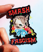 Cute Kitty Sticker | Smash Fascism | Funny Vintage Cat Sticker | Aesthetic Vinyl Sticker - UntamedEgo LLC.
