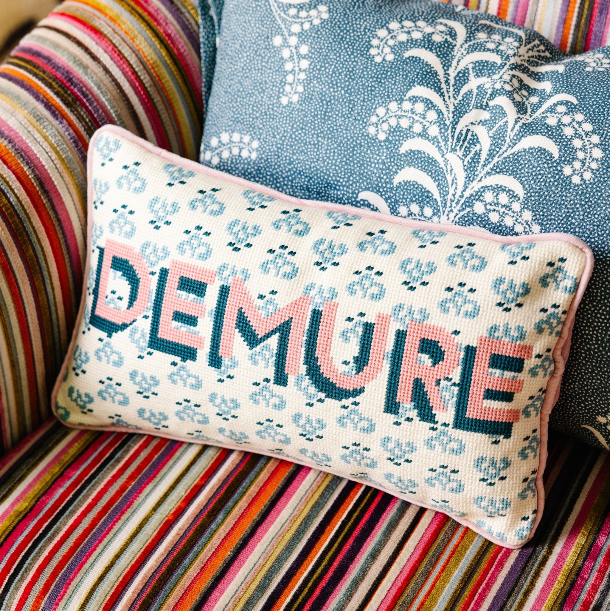 Demure Needlepoint Pillow - UntamedEgo LLC.