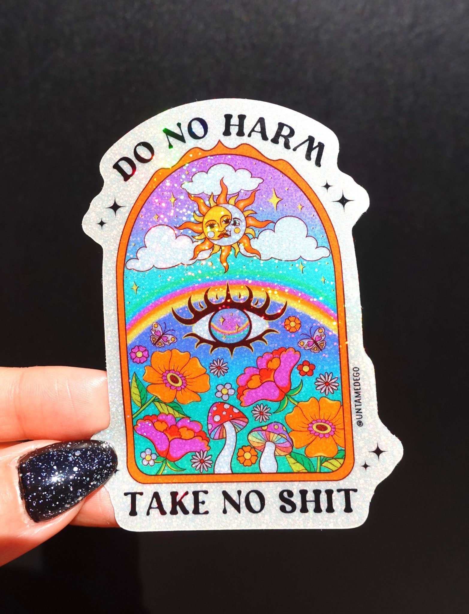 Do No Harm Take No Shit Vinyl Glitter Vinyl Sticker - UntamedEgo LLC.