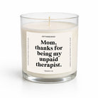Candle in a glass jar with a label on a white background