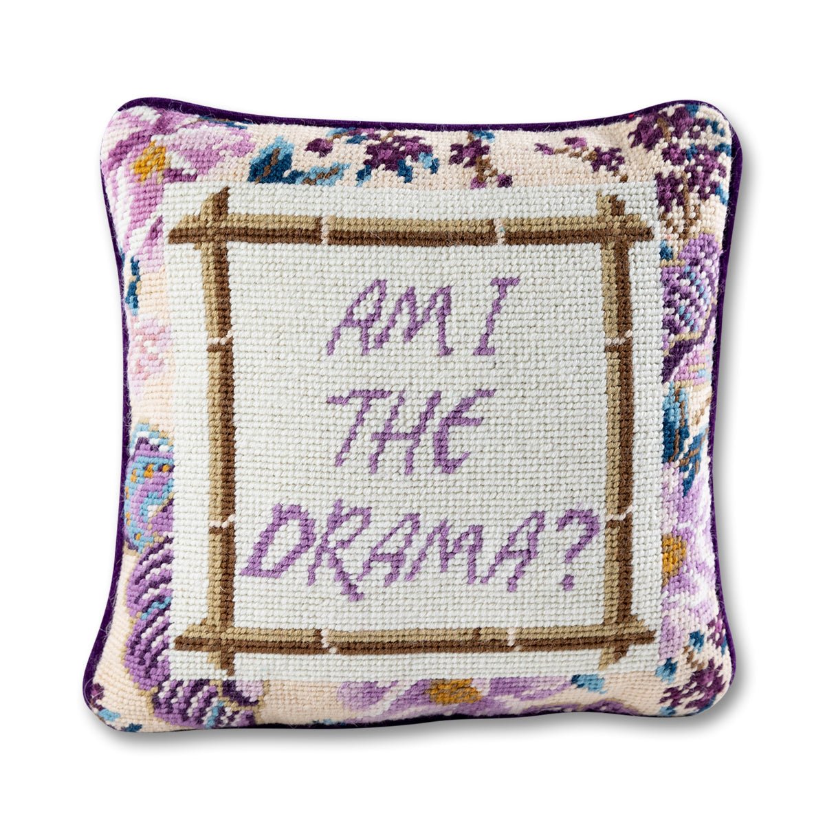 Drama Needlepoint Pillow - UntamedEgo LLC.