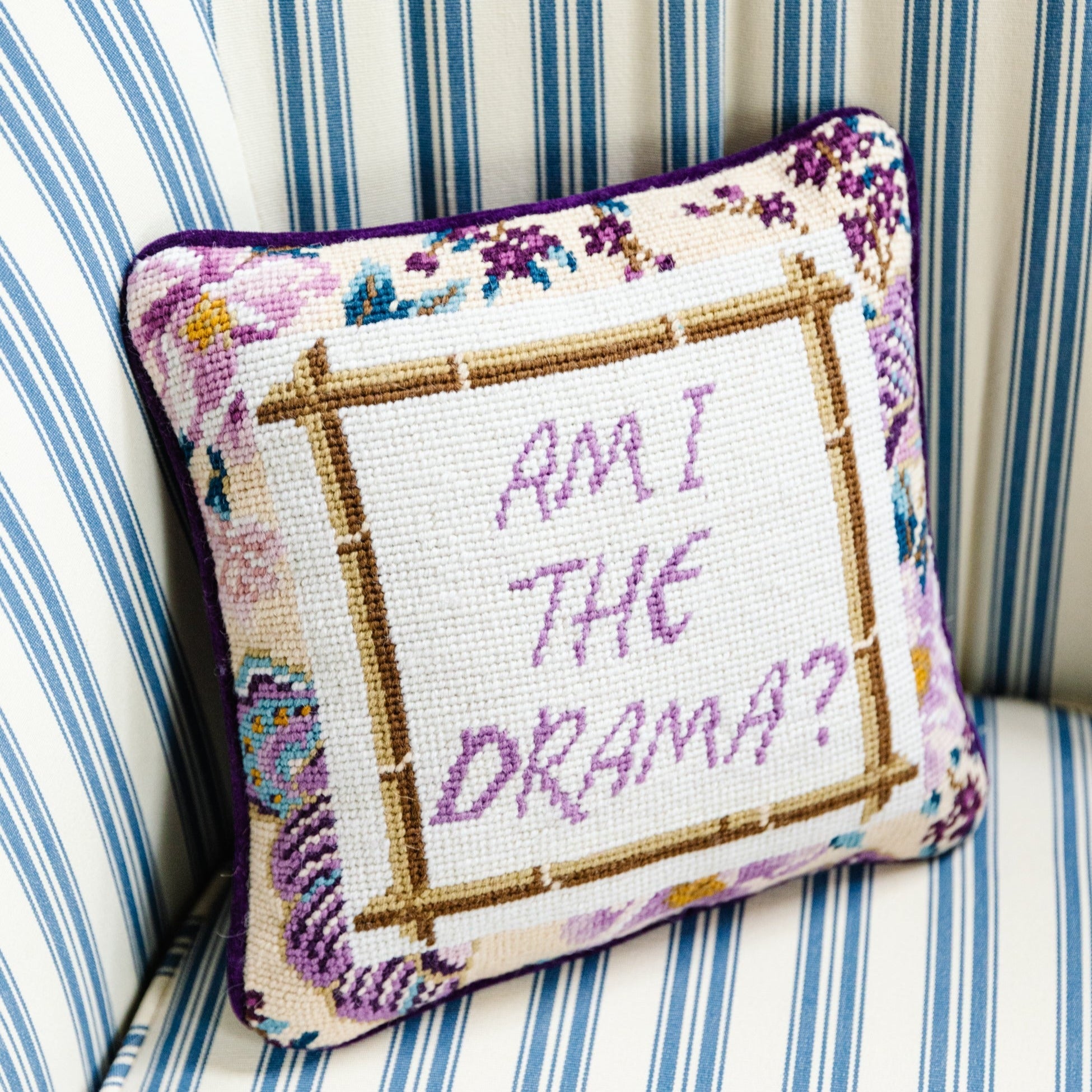 Drama Needlepoint Pillow - UntamedEgo LLC.