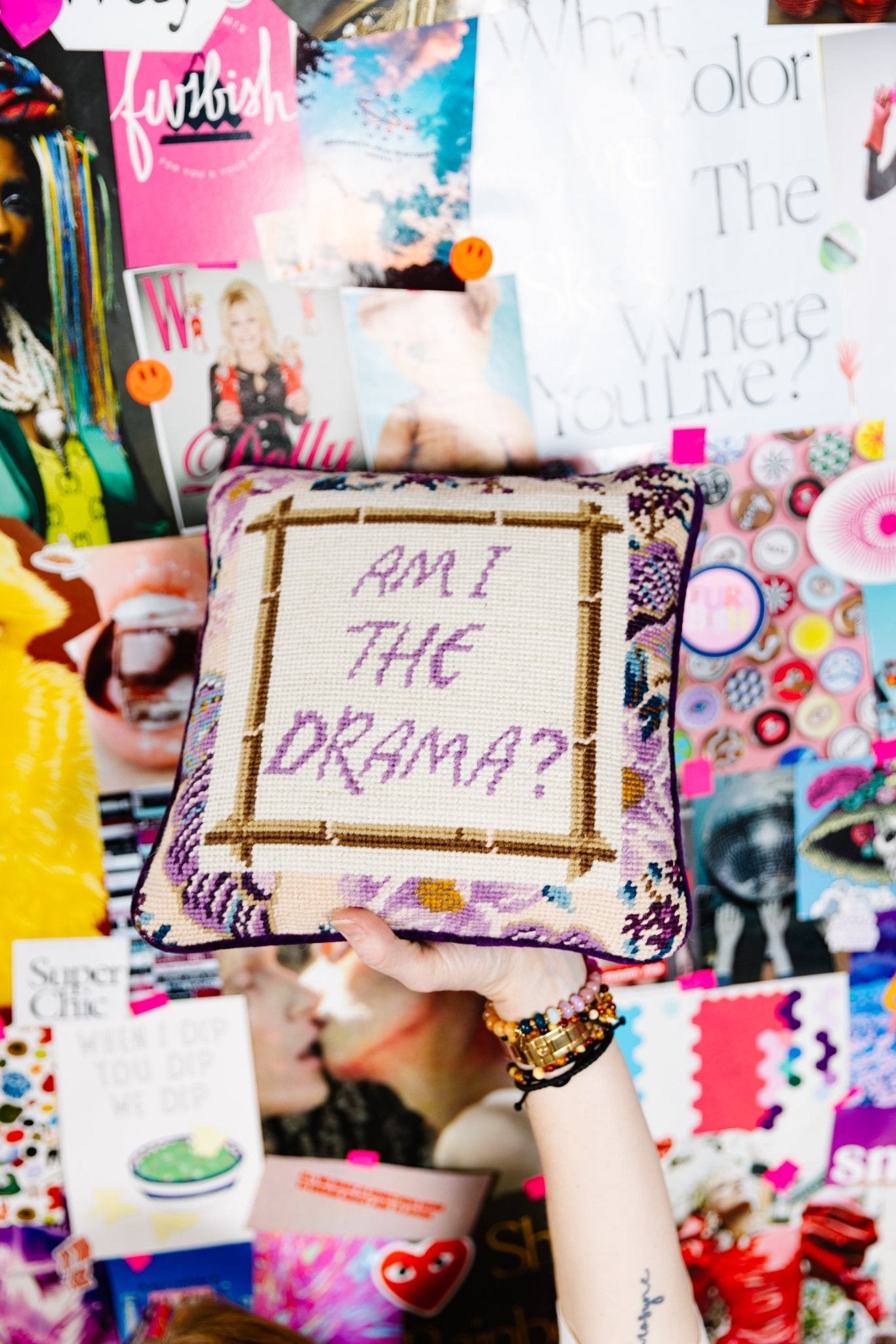 Drama Needlepoint Pillow - UntamedEgo LLC.