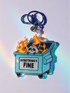 Everything’s Fine Dumpster Fire Keychain | Holographic Glitter Acrylic Keychain - UntamedEgo LLC.