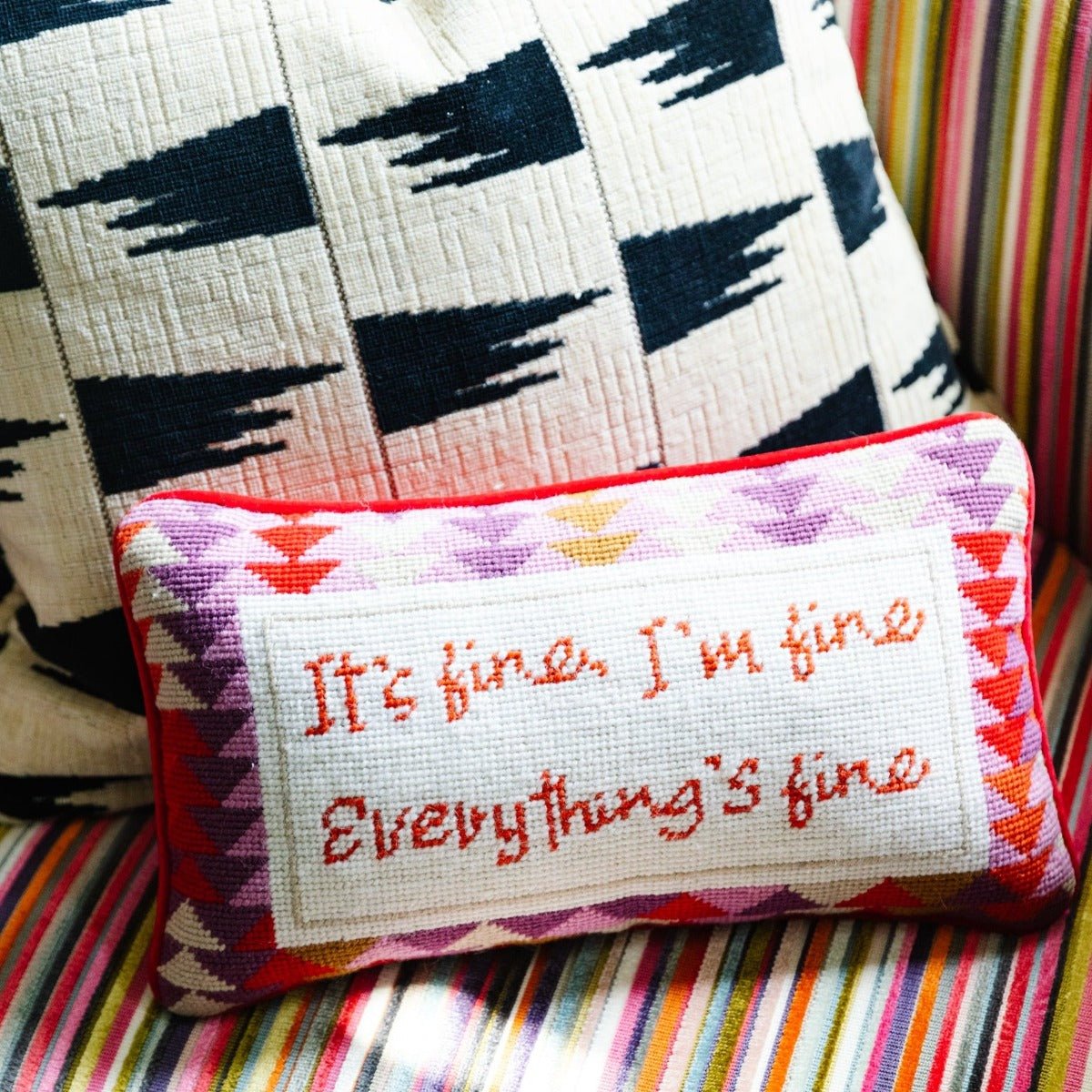 Everything's Fine Needlepoint Pillow - UntamedEgo LLC.