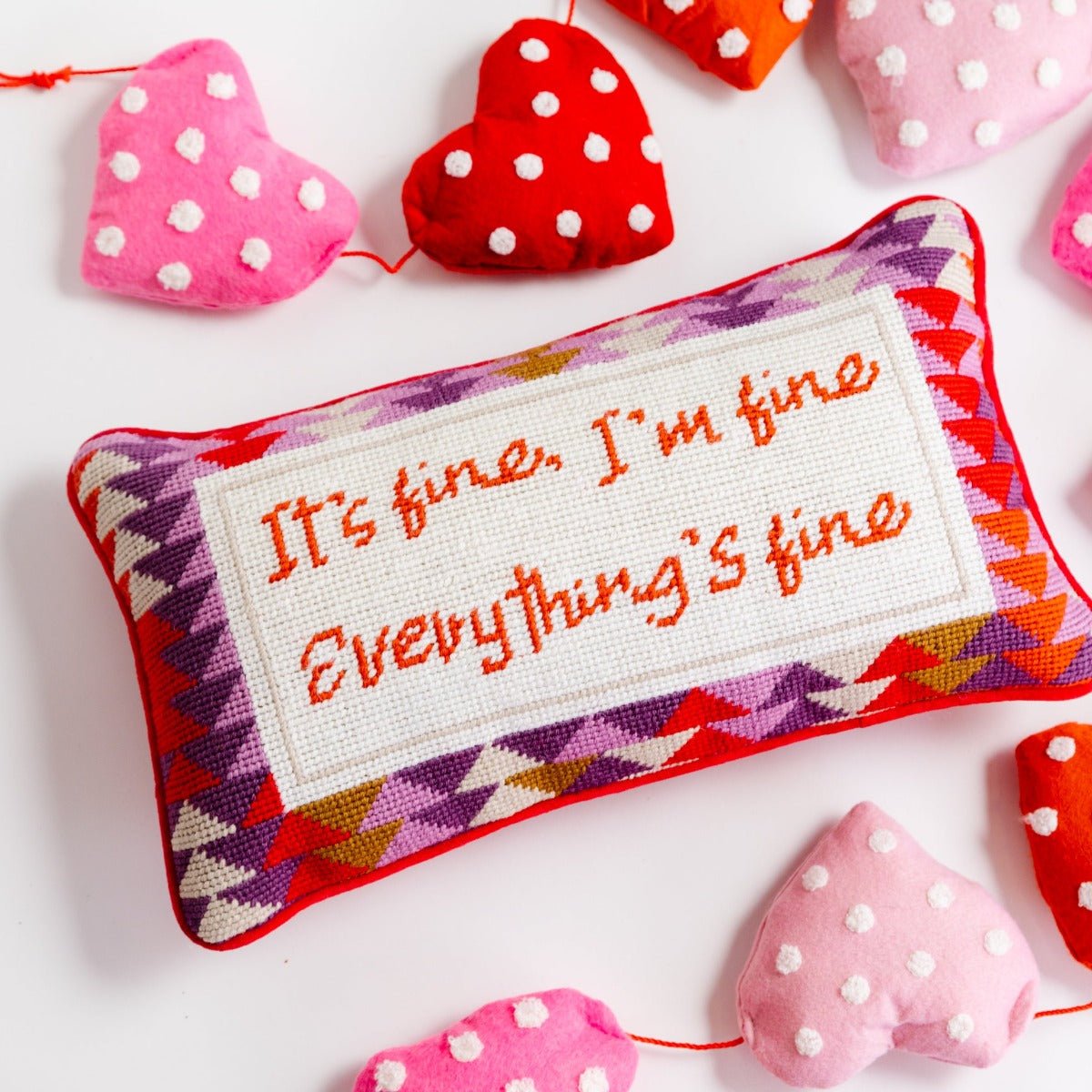 Everything's Fine Needlepoint Pillow - UntamedEgo LLC.