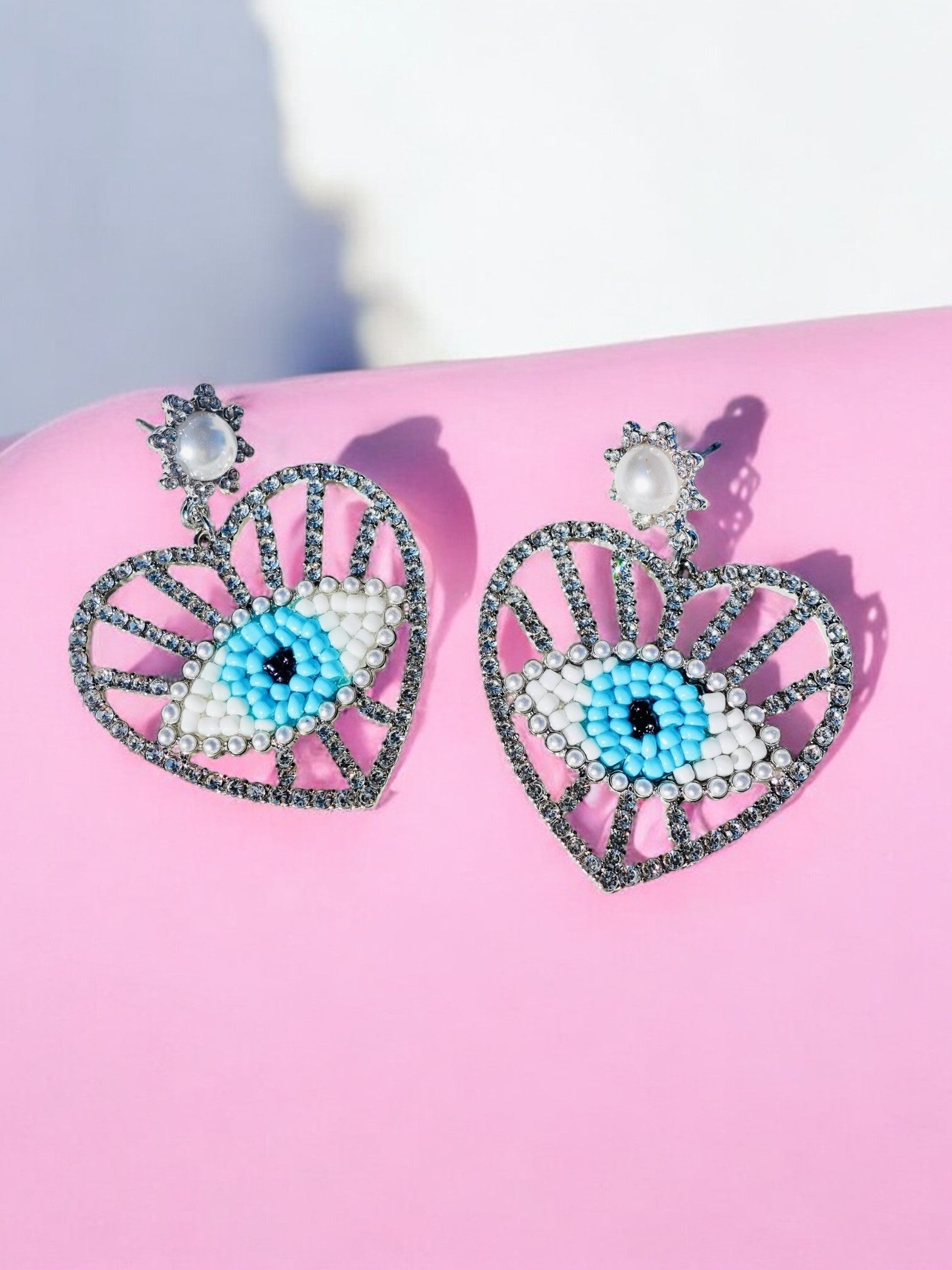 Evil Eye Heart Diamond Earrings - UntamedEgo LLC.