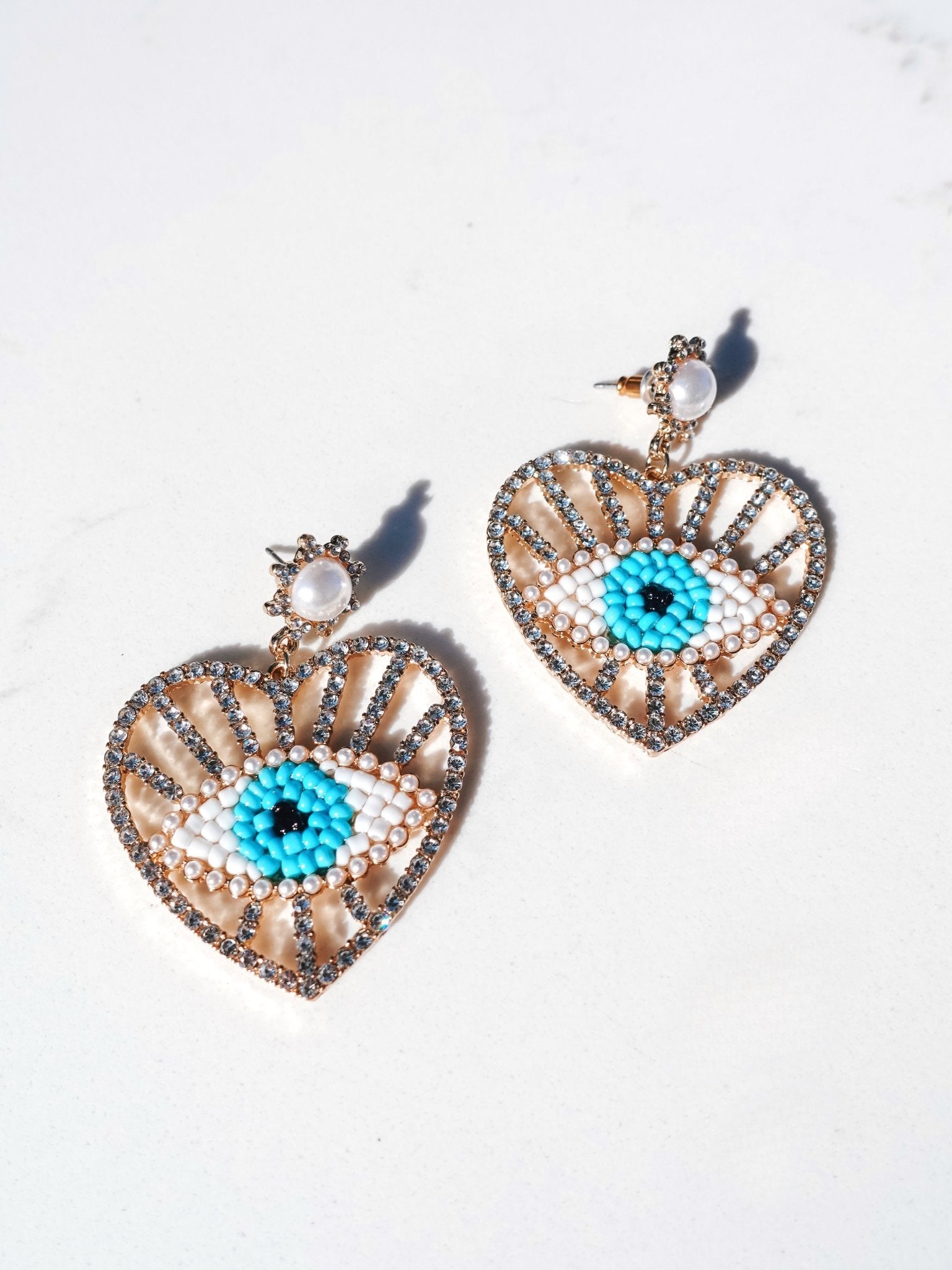 Evil Eye Heart Diamond Earrings - UntamedEgo LLC.