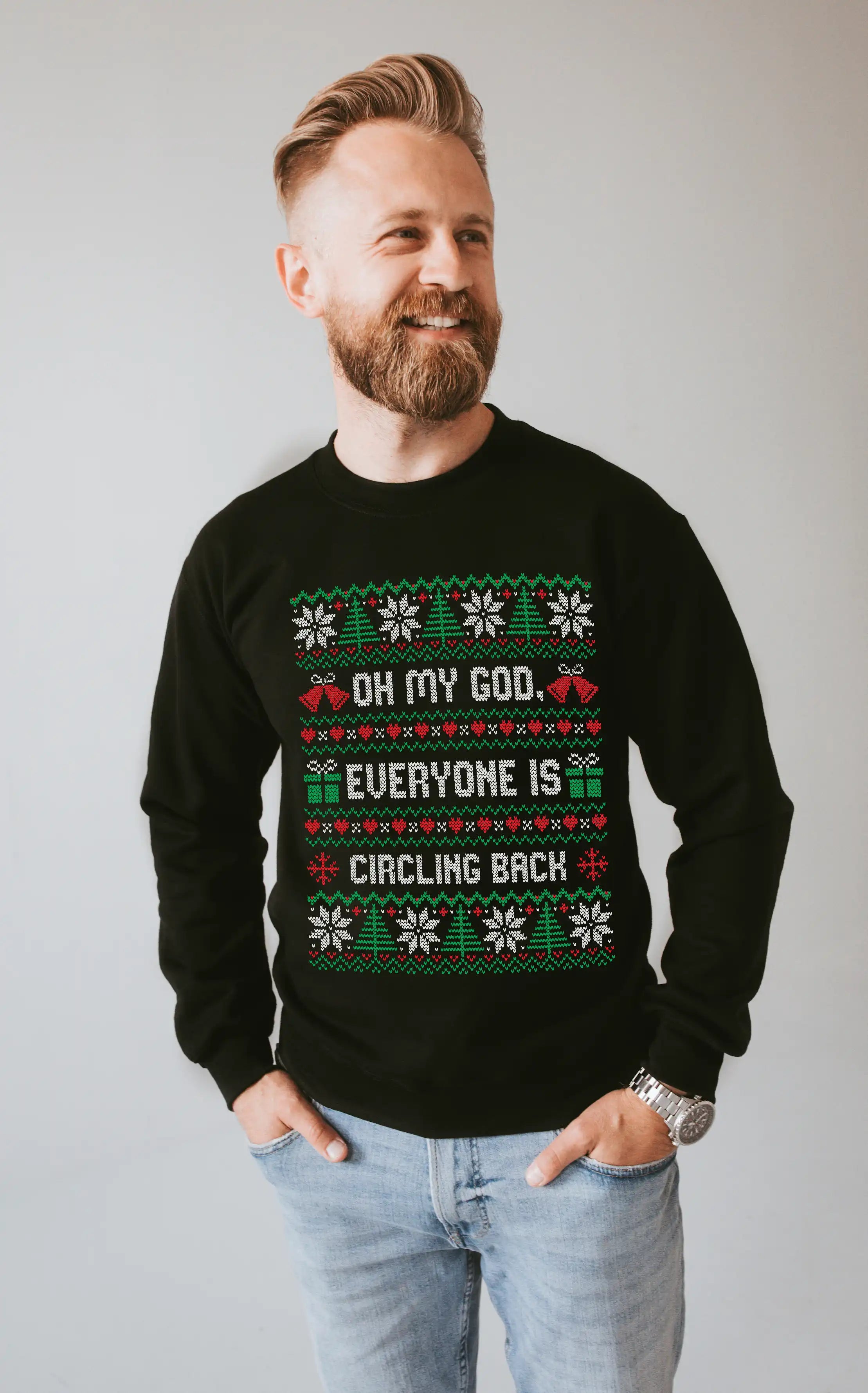 Oh My God Everyone Is Circling Back Ugly Christmas Sweatshirt UntamedEgo LLC