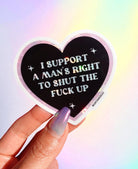 Feminist Heart Sticker – I Support a Man’s Right Glitter Vinyl Sticker - UntamedEgo LLC.