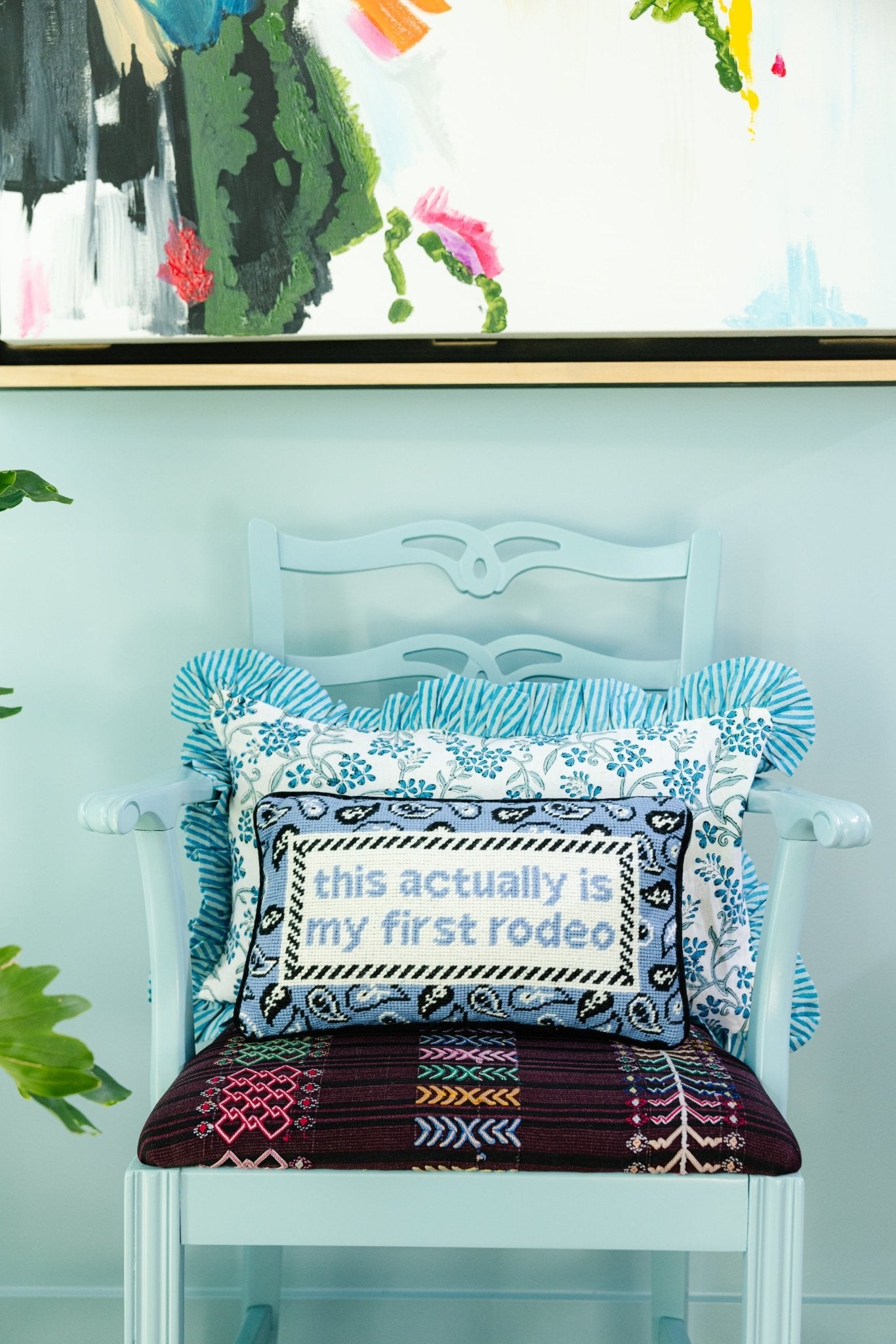 First Rodeo Needlepoint Pillow - UntamedEgo LLC.
