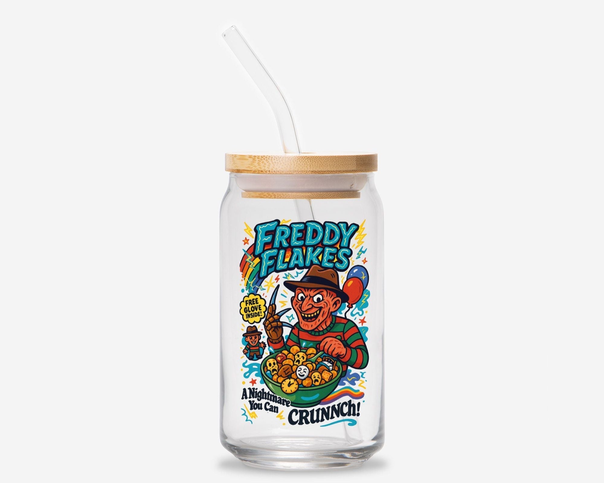 Freddy Flakes Glass Can Tumbler - UntamedEgo LLC.