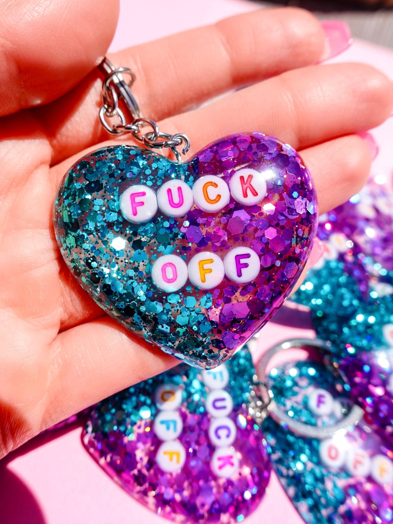 Fuck Off Glitter Keychain - UntamedEgo LLC.