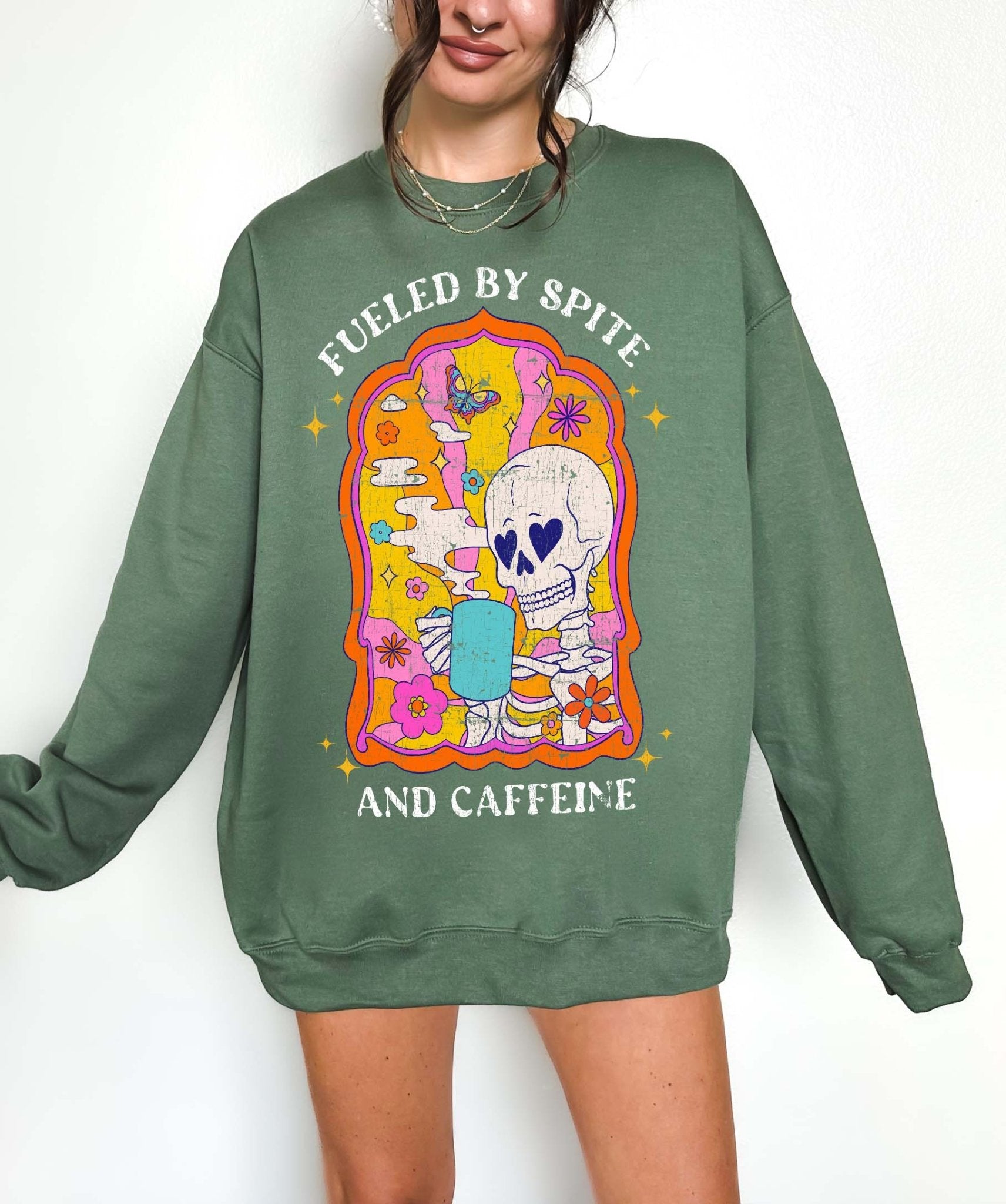 Fueled By Spite And Caffeine Crew Sweatshirt - UntamedEgo LLC.