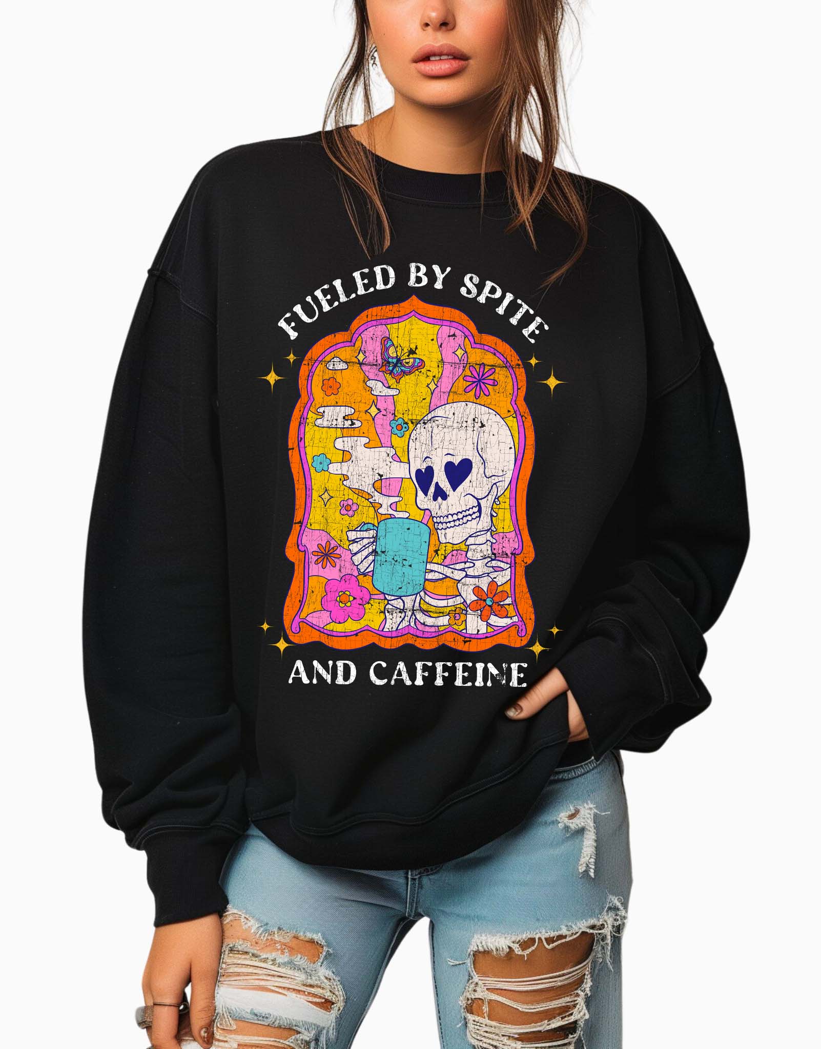 Fueled By Spite And Caffeine Crew Sweatshirt - UntamedEgo LLC.