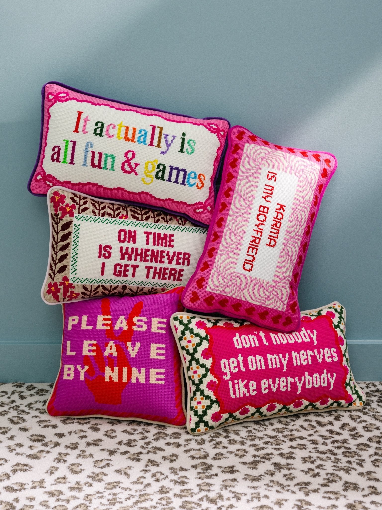 Fun And Games Needlepoint Pillow - UntamedEgo LLC.