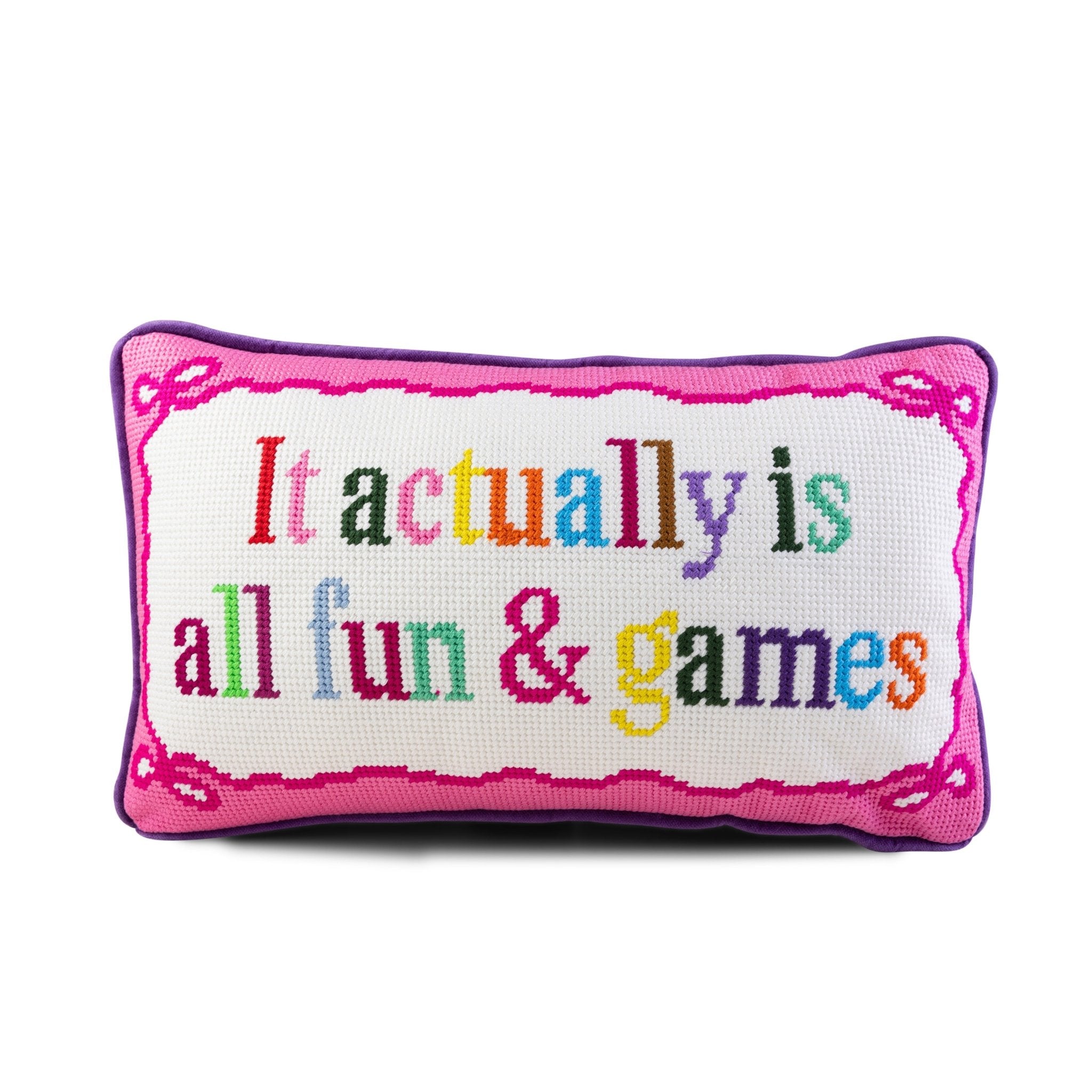 Fun And Games Needlepoint Pillow - UntamedEgo LLC.