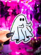 Funny Holographic Ghost Sticker – Middle Finger Halloween Vinyl Decal Sticker - UntamedEgo LLC.