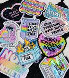 Funny Mental Health Sticker Pack – Holographic Waterproof Vinyl Decals – Discounted Bundle of Anxiety, Therapy & Trauma Humor - UntamedEgo LLC.