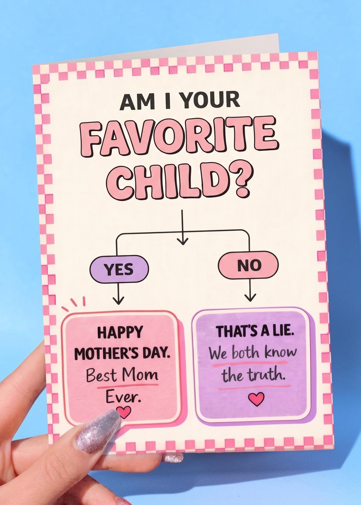 Funny Mother’s Day Card “Favorite Child” Flowchart | Sarcastic Mom Card | Sibling Humor Gift | Unique Mother’s Day Card - UntamedEgo LLC.