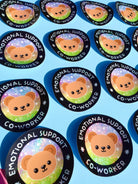 Funny Vinyl Sticker – Emotional Support Co - Worker – Glitter Holographic Waterproof Bear Decal for Work Laptop or Office Gift - UntamedEgo LLC.