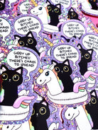 Funny Vinyl Sticker – Giddy Up Bitches – Holographic Cat and Unicorn Waterproof Decal - UntamedEgo LLC.