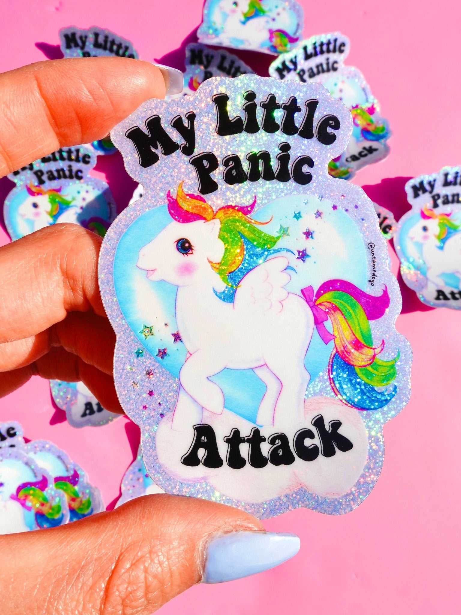 Funny Vinyl Sticker – My Little Panic Attack – Holographic Unicorn Waterproof Decal Sticker - UntamedEgo LLC.
