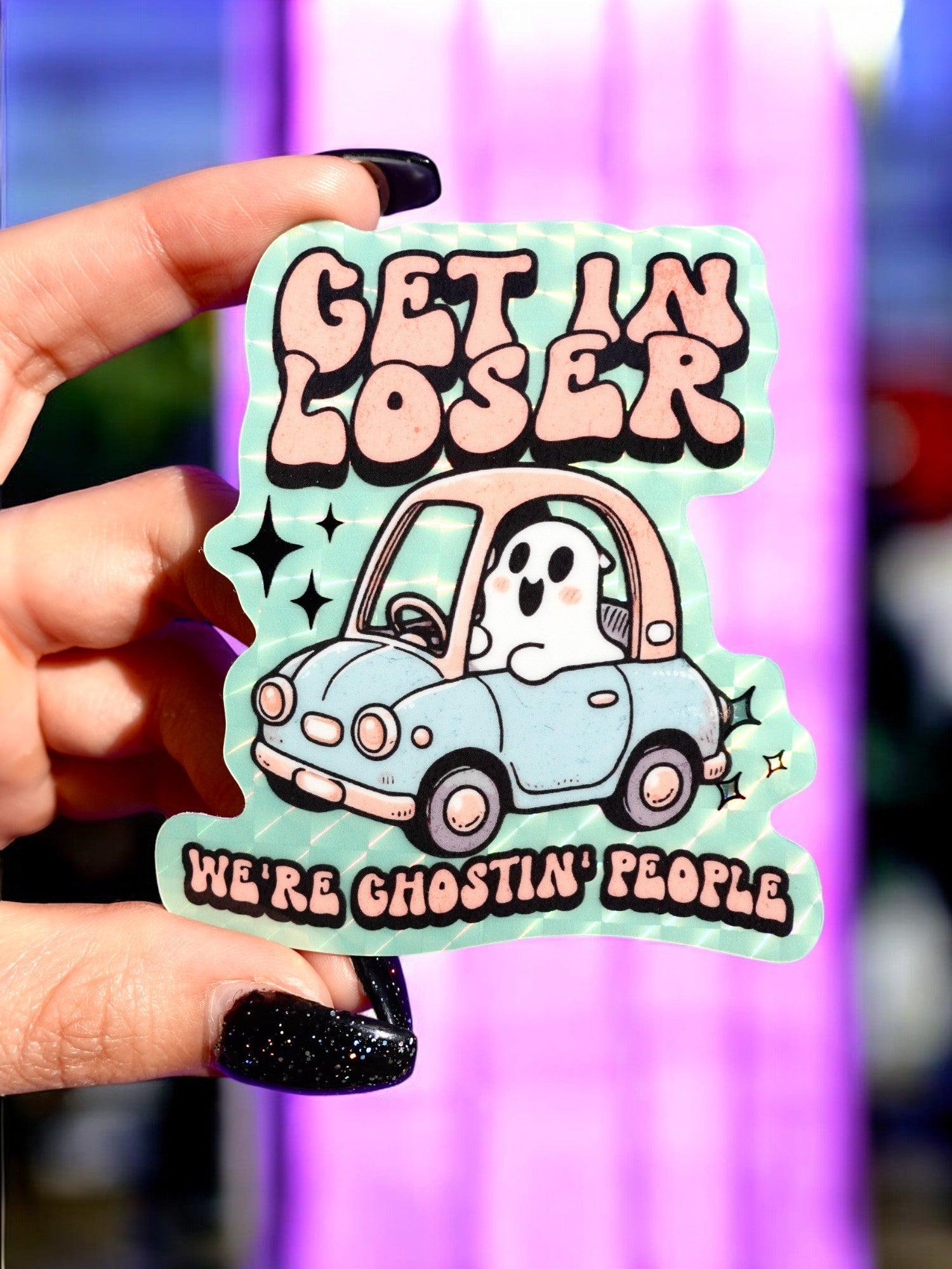 Get In Loser We're Ghosting People Halloween Sticker - UntamedEgo LLC.