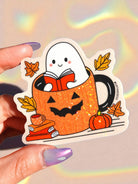 Ghost in Pumpkin Mug Sticker – Cozy Fall Glitter Vinyl Sticker - UntamedEgo LLC.