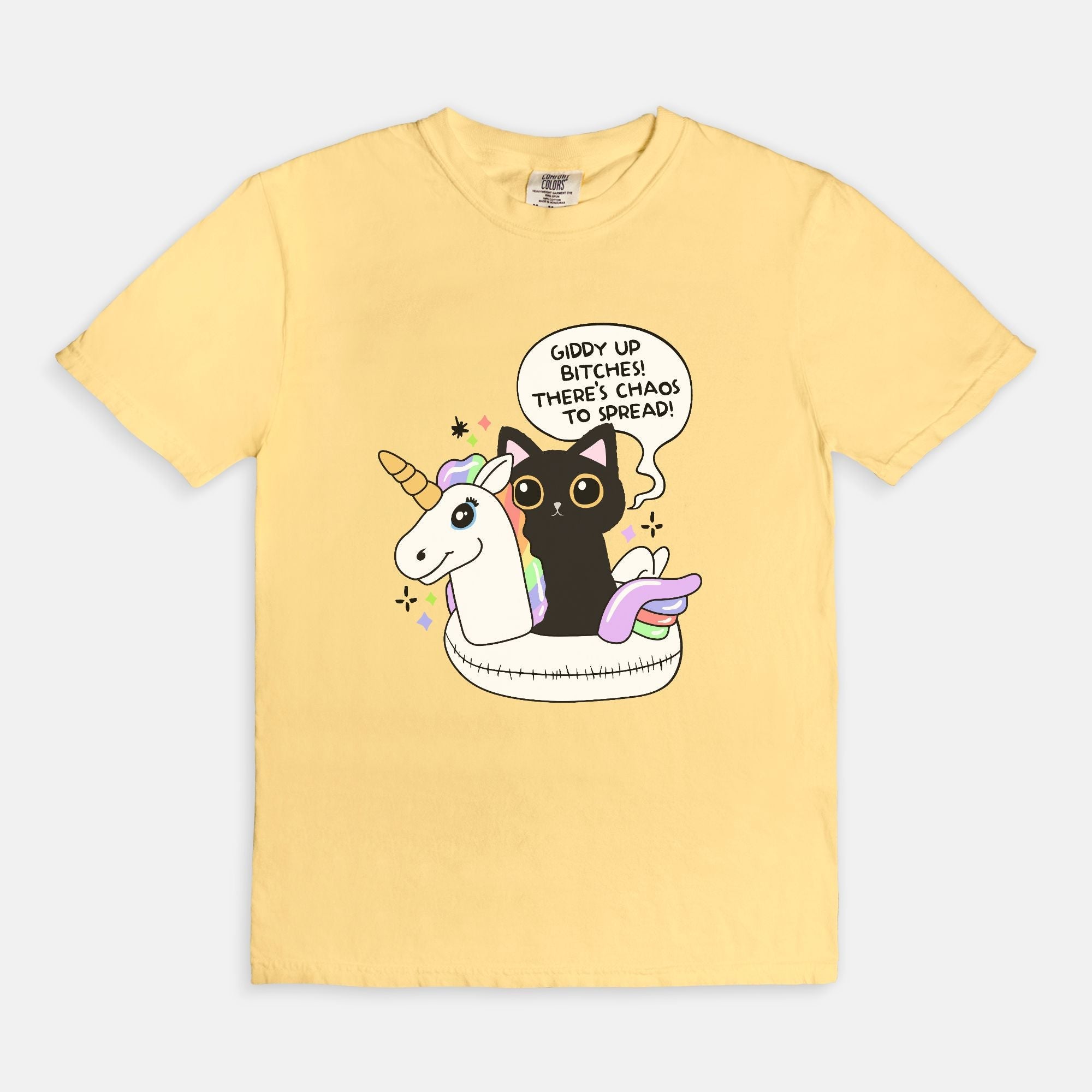 Giddy Up Bitches There's Chaos to Spread Cat Unisex Tee - UntamedEgo LLC.