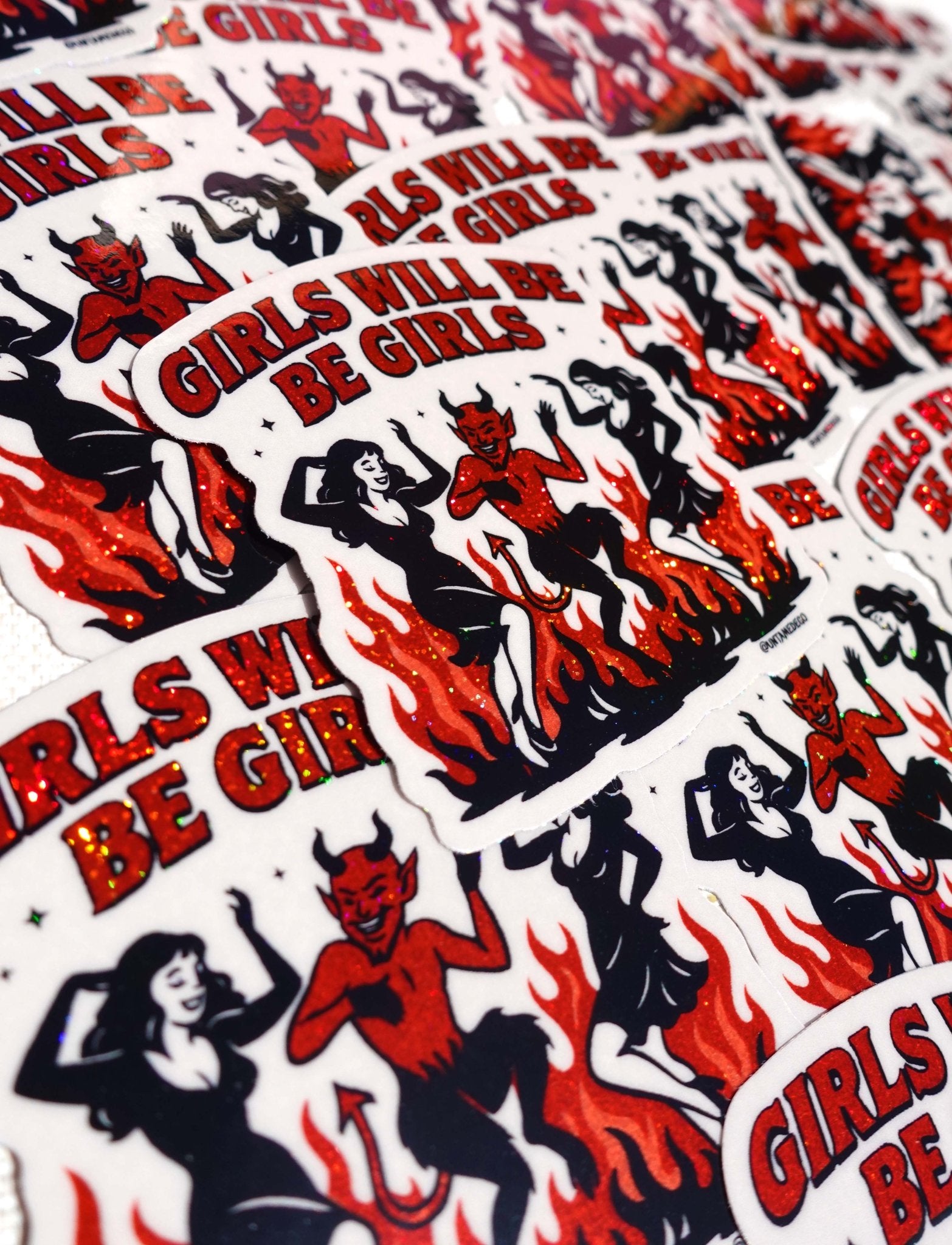 Girls Will Be Girls Sticker – Feminist Retro Glitter Vinyl Sticker - UntamedEgo LLC.
