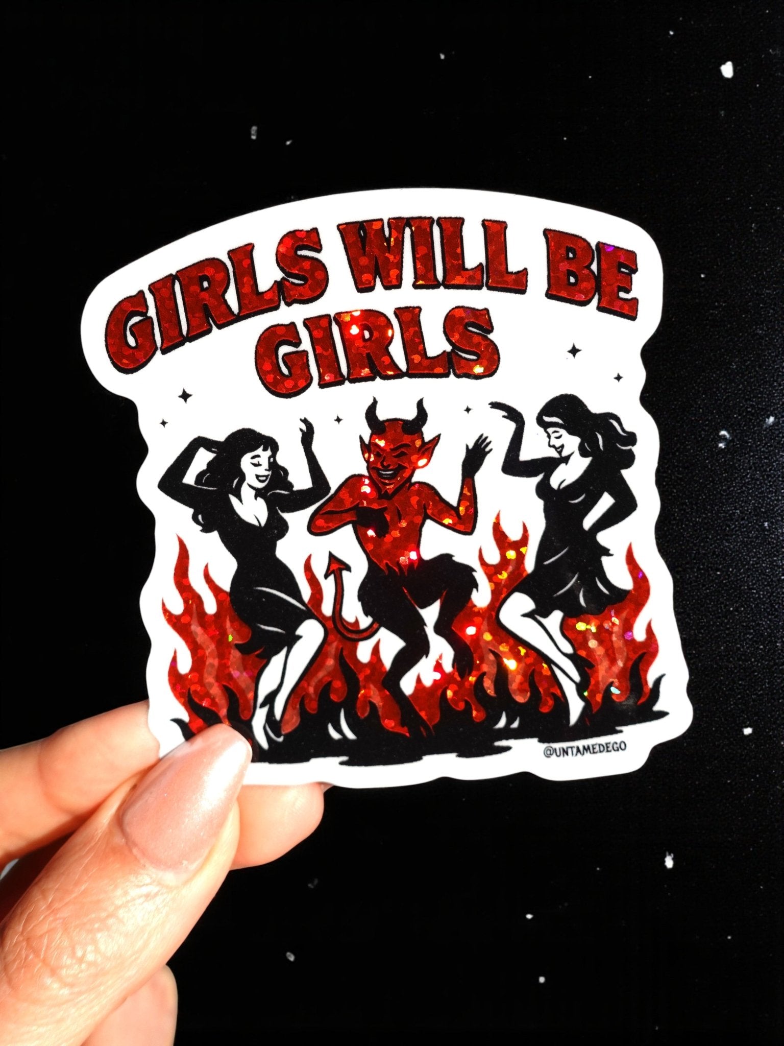 Girls Will Be Girls Sticker – Feminist Retro Glitter Vinyl Sticker - UntamedEgo LLC.