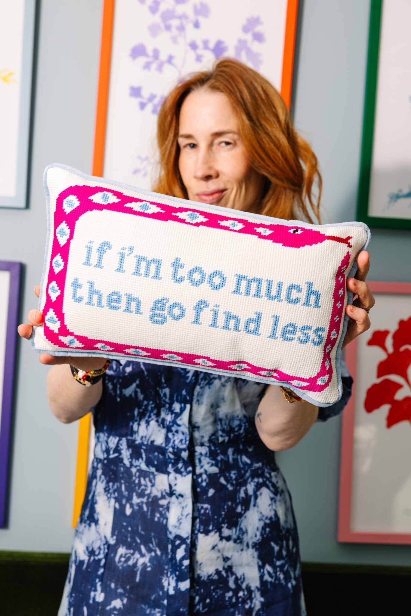 Go Find Less Needlepoint Pillow - UntamedEgo LLC.