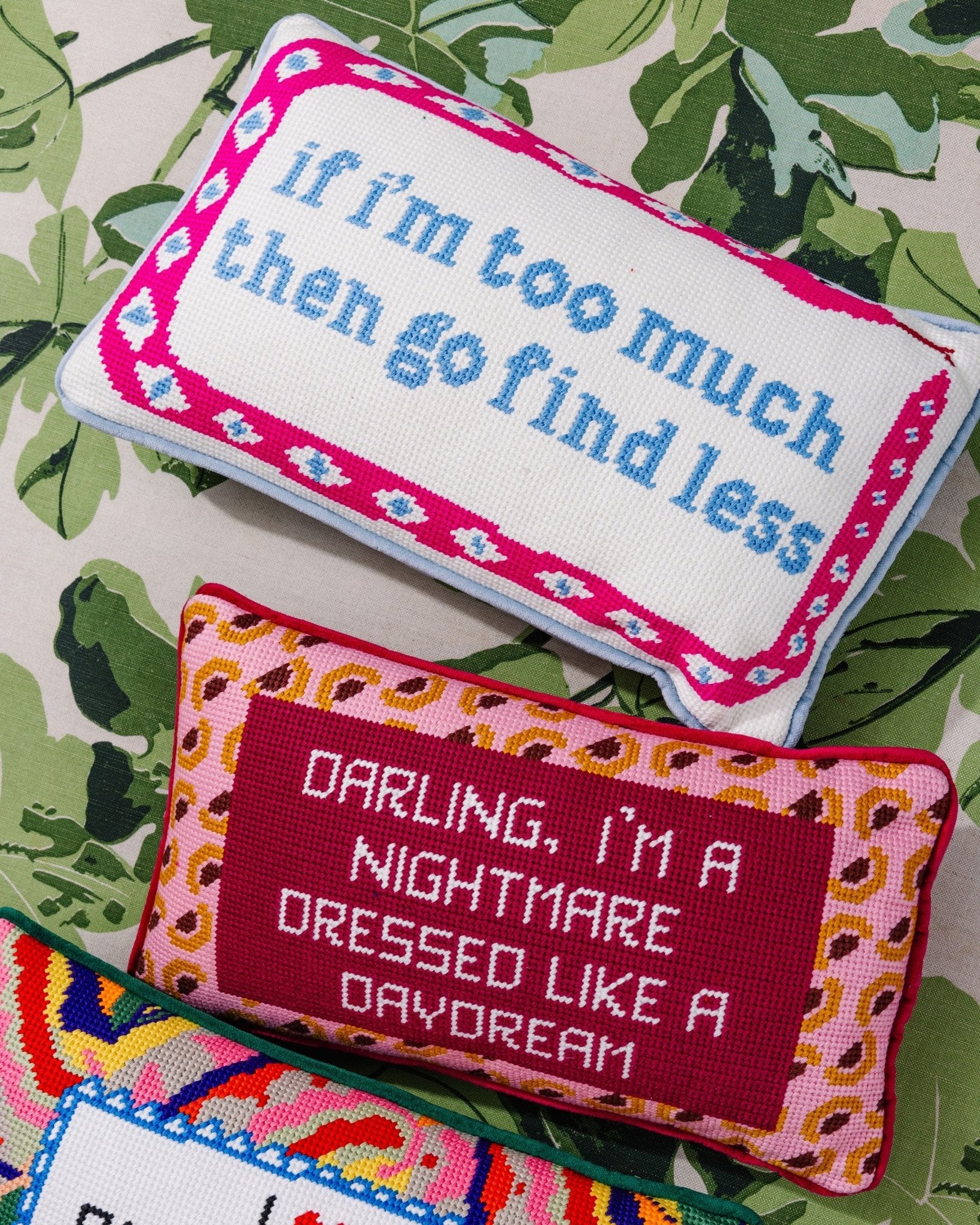 Go Find Less Needlepoint Pillow - UntamedEgo LLC.